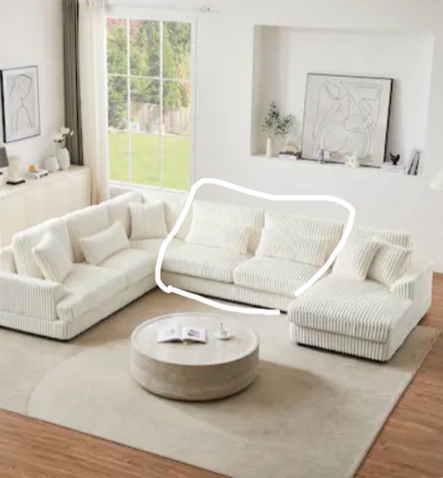 Overszed U-Shaped Modular Sleeper Sectional Sofa, Corduroy,  (Only the shaded part of the image)