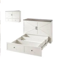 Amerlife Murphy Queen Size Bed with Storage and Charging Station, Distressed White & Barnwood   (incomplete )