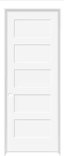 Door 5-Panel For Closet Set 2 White Size 78” X 31” 
