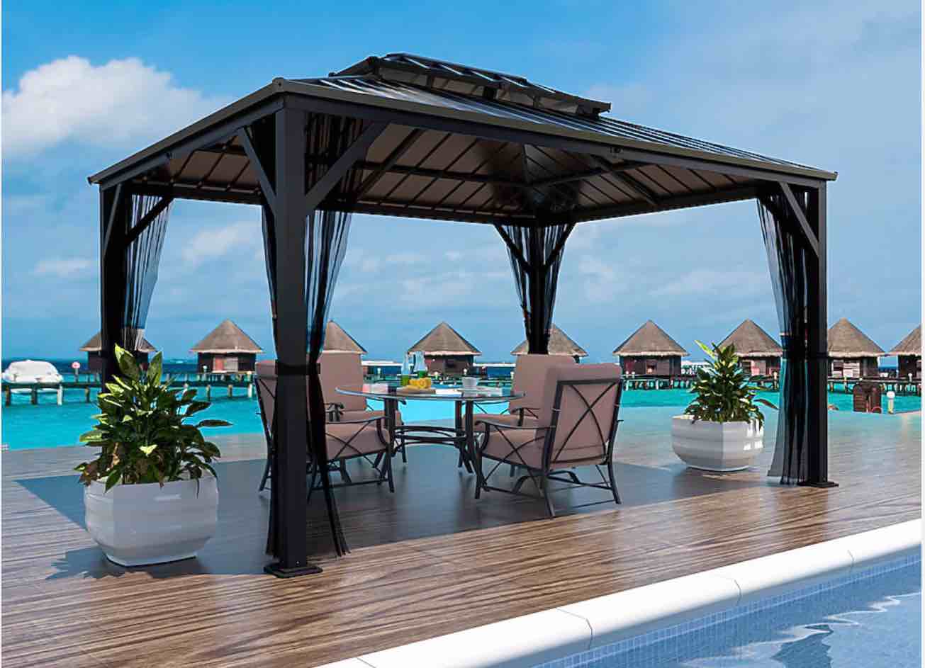 Black Metal Steel Roof Gazebo Part