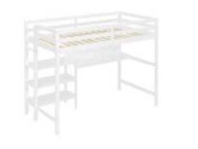 GRAY TWIN BUNK BED WITH SHELF ( incomplete)