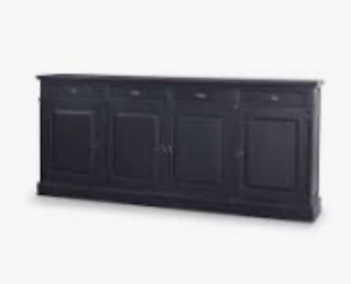 Sideboard Buffet Cabinet, 4 Door, Matte Black
