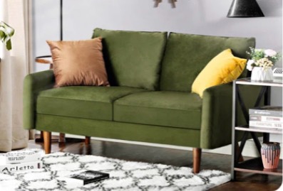 Sofa 56" Velvet Round Arm Loveseat