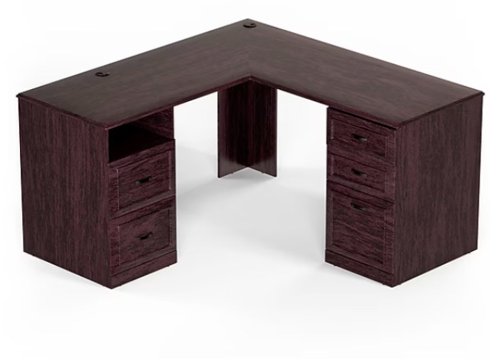 Staples Kendall Park 58.8"W L-Shaped Desk, Cherry (52493)