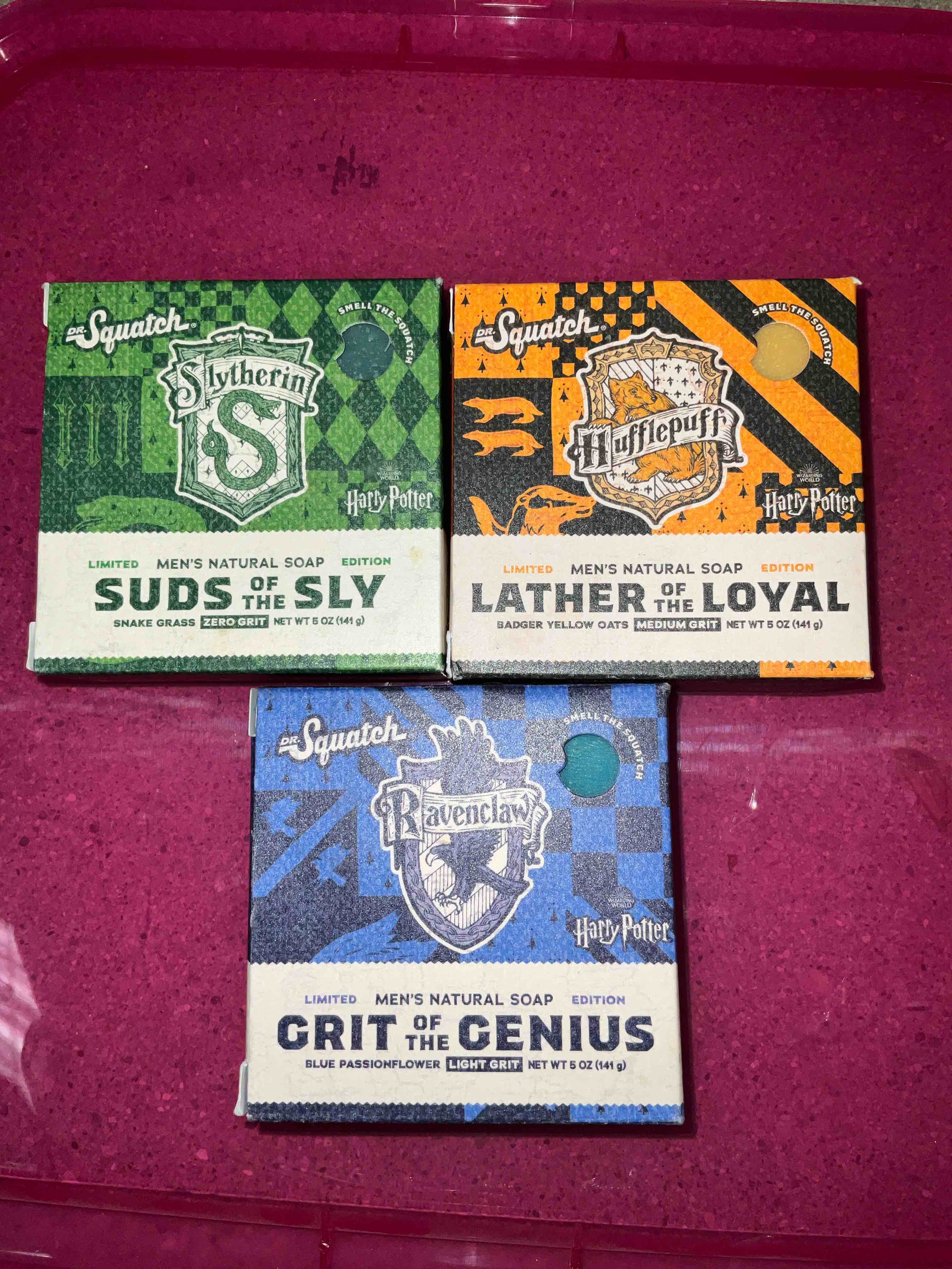 Dr. Squatch Harry Potter Collection, Men's Natural Bar Soap 3Pc Bundle and Collector's Box - Soap inspired, Slytherin, Ravenclaw, and Hufflepuff (Does Not Include Gryffindor Bar) 