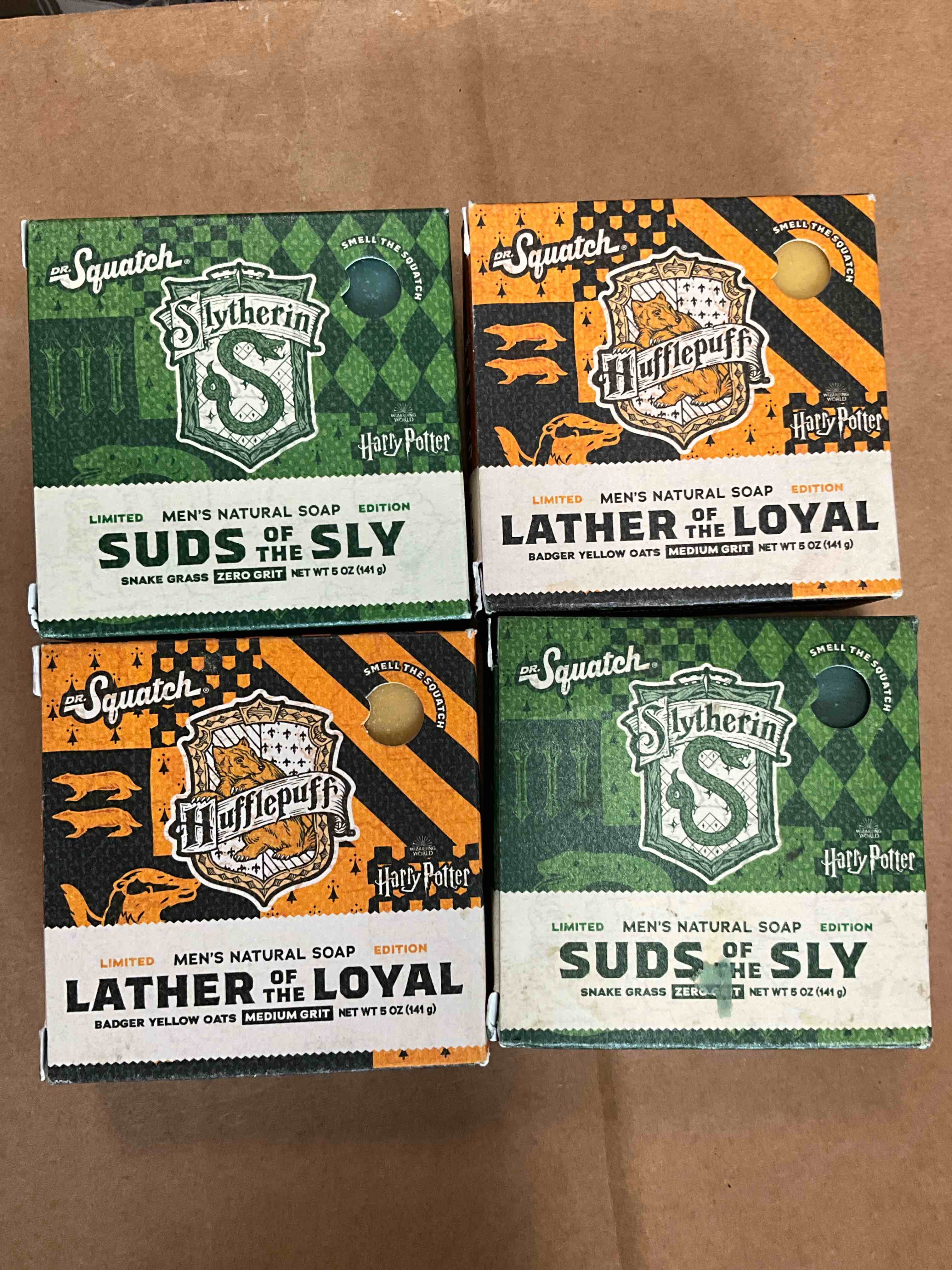 Dr.Squatch Harry Potter, Men’s Natural Bar Soap Inspired On Hufflepuff And Slytherin (Bid Per 1)
