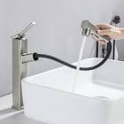 hanlian single hole bathroom pull out faucet with rotating spout, one handle faucet for bathroom sin