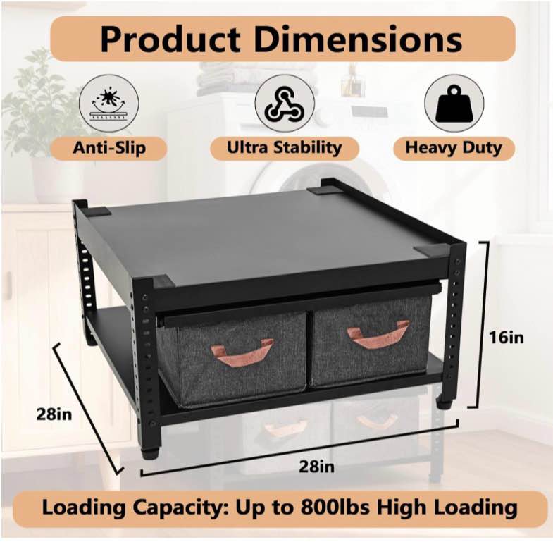 Condition photo showing As Is for ANGELBECKE Washer and Dryer Pedestals, 28x28x16inch Universal Washing Machine Stand with Laundry Bas