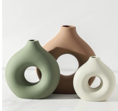 Vanselia Ceramic Vase Home Table Decor - Flower Vases Set of 3 Small Living Room Centerpiece Decorat