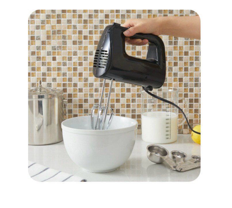 mainstays 5-speed corded hand mixer black with 2 beaters, new