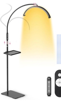 lash light for eyelash extension, half moon light with tool tray, 2x magnifier, phone holder for nail art, tattoo art, skin care, floor esthetician lamp with color and brightness adjustment
