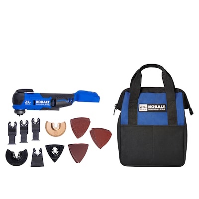 ( incomplete) kobalt 24-volt cordless brushless variable speed 17 -piece oscillating multi-tool with soft case