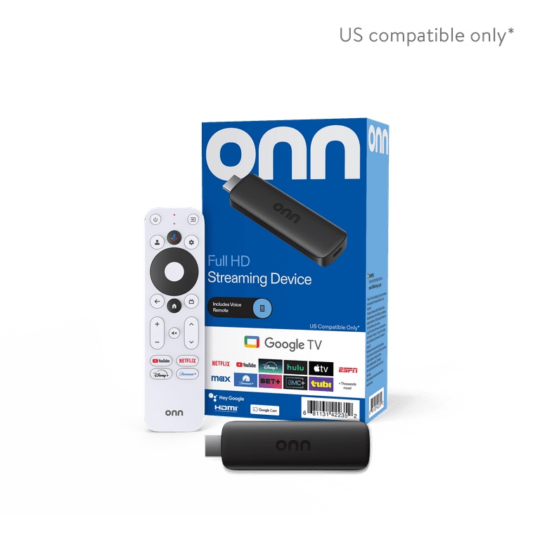 onn Full HD Streaming Device, Google TV - Fast Streaming, 8GB Storage, 1.5GB RAM, Remote with Voice Control