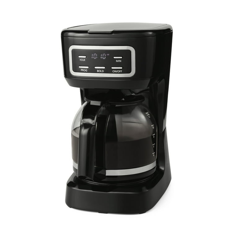 mainstays 12-cup programmable drip coffee maker, black