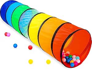 Kids Play Tunnel Tent for Toddlers, Colorful Pop Up Crawl Tunnel Toy for Baby or Pet, Collapsible Gift for Boy and Girl Play Tunnel Indoor and Outdoor Game Rainbow