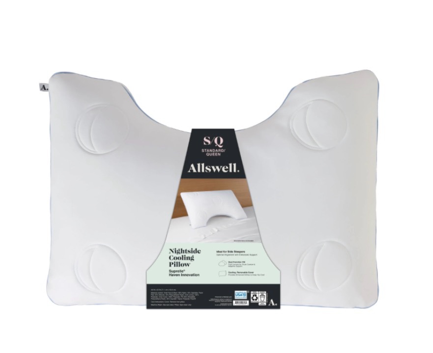 allswell nightside cooling pillow with dual function fill, standard/queen