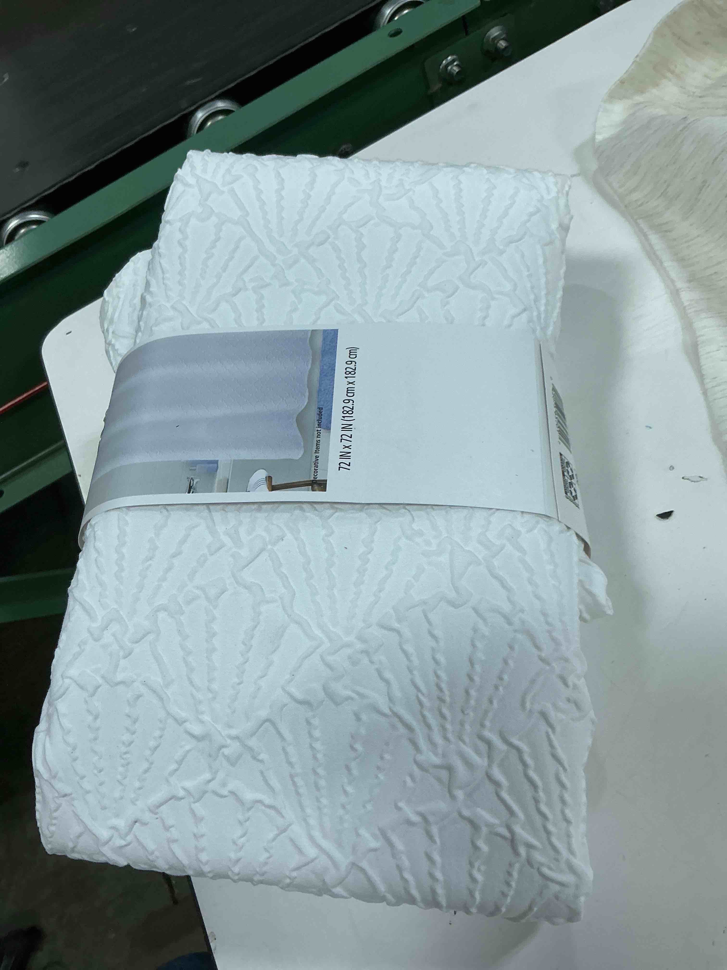 Condition photo showing Good Condition for mainstays 3u349707wt white shell shower curtain, white, polyester, recycled