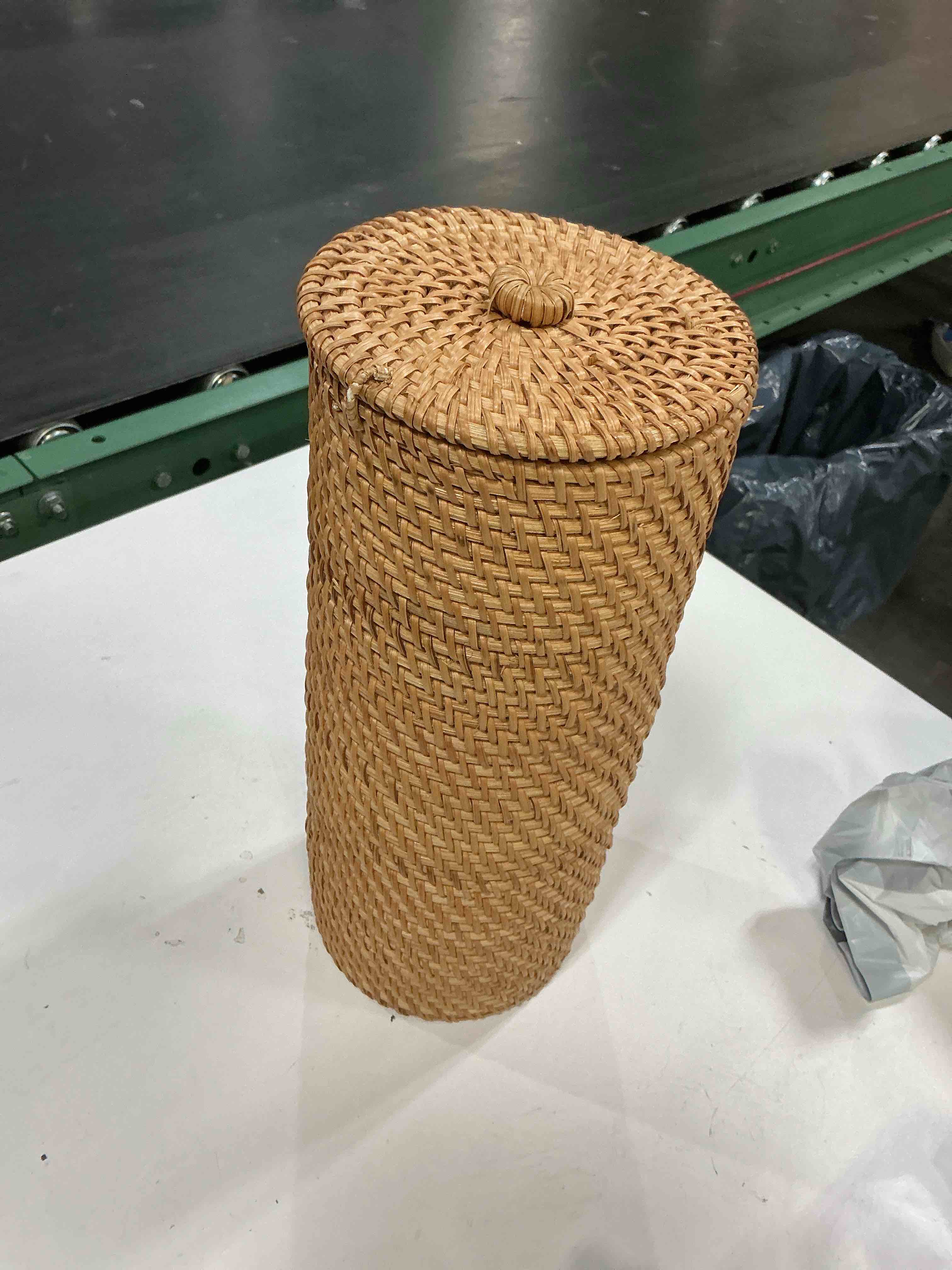 Condition photo showing Good Condition for better homes & gardens floor standing toilet paper reserve with lid, rattan
