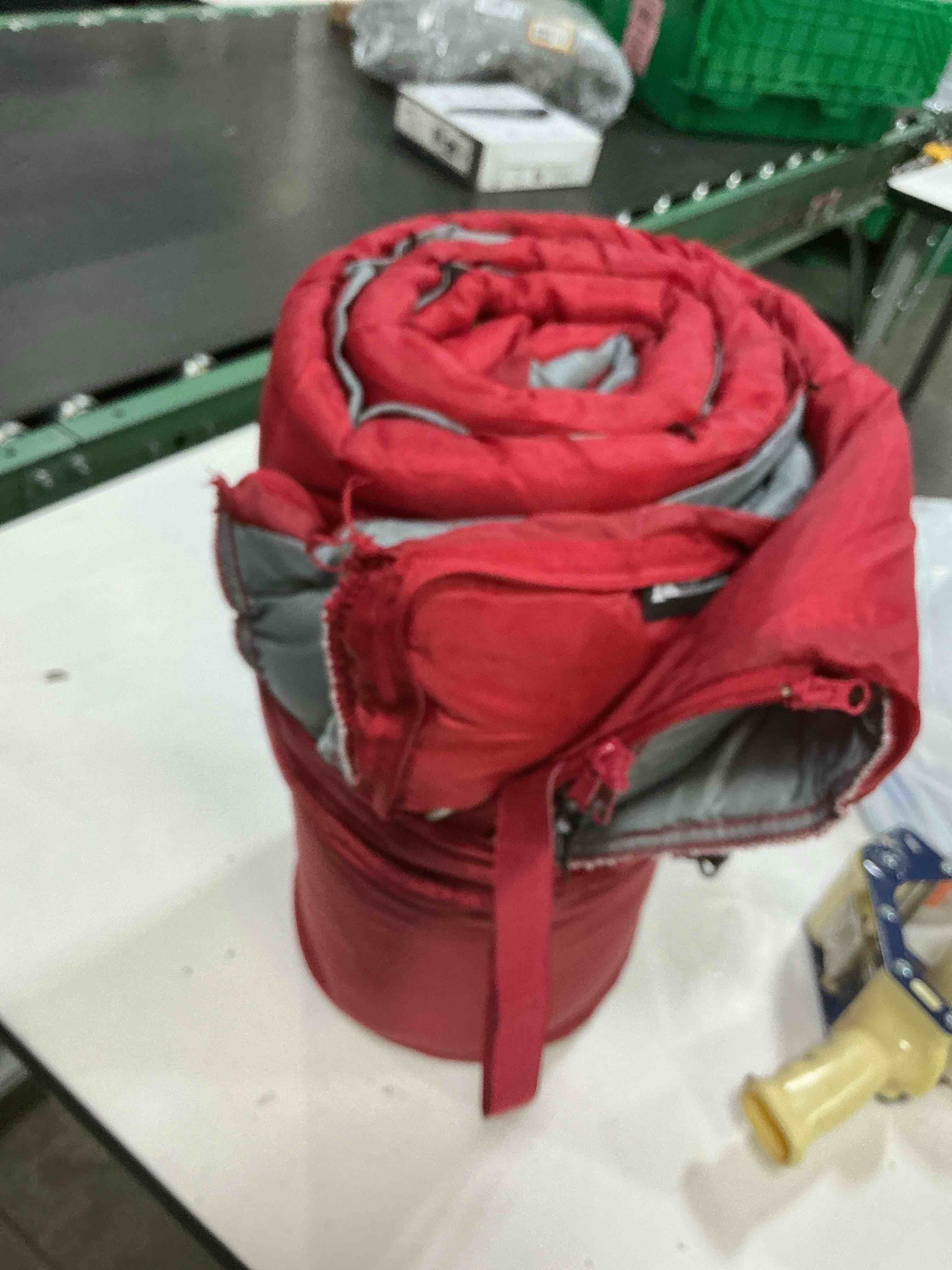 Condition photo showing As Is for ozark trail 50-degree warm weather rectangular sleeping bag  red  33 x75