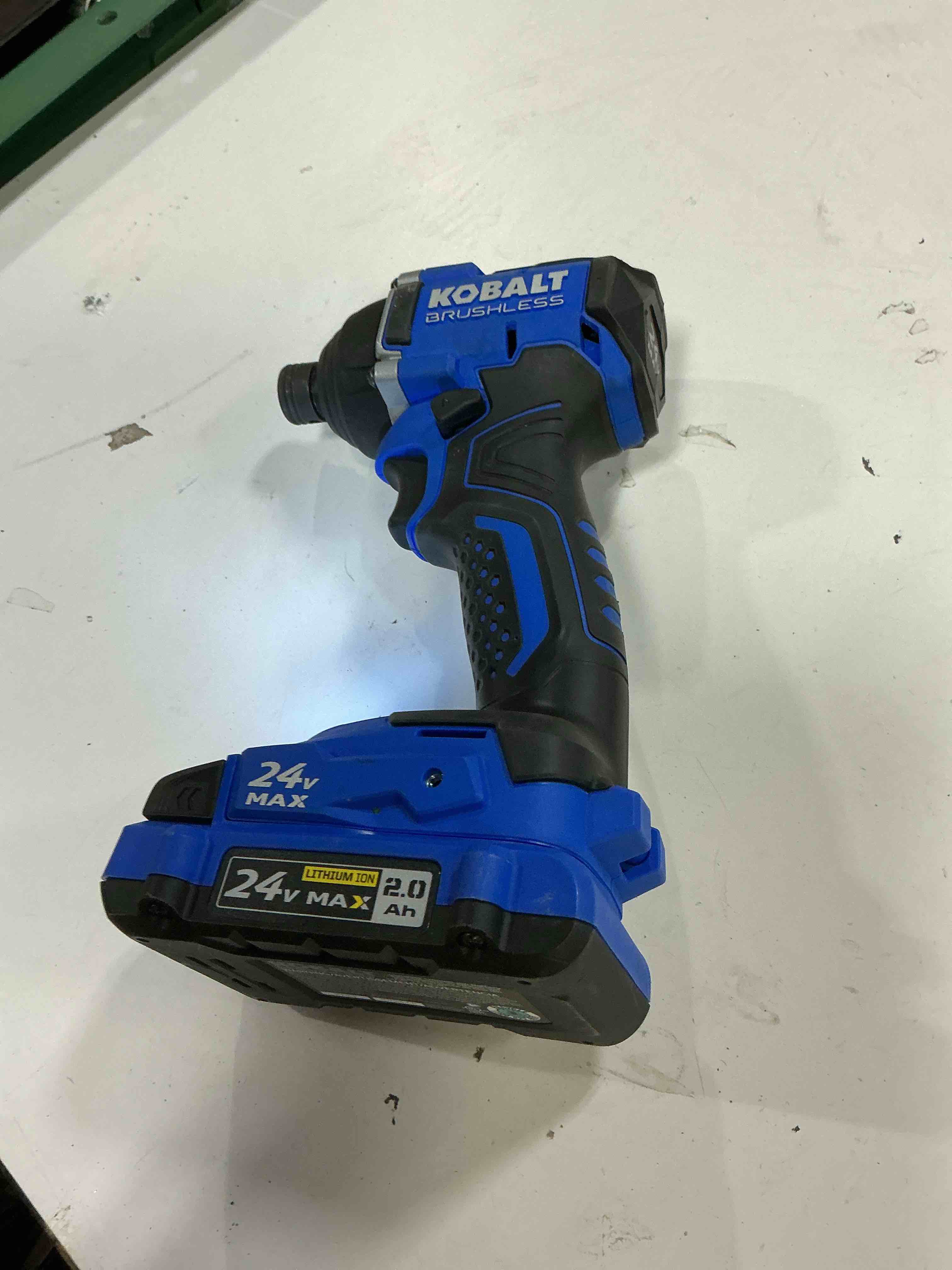 Condition photo showing As Is for kobalt 24-volt 1/4-in brushless cordless impact driver (battery included and charger included an