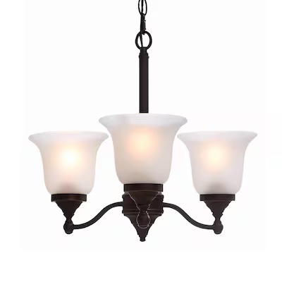 project source roseall 3 -light oil-rubbed bronze etched glass mixed material chandelier