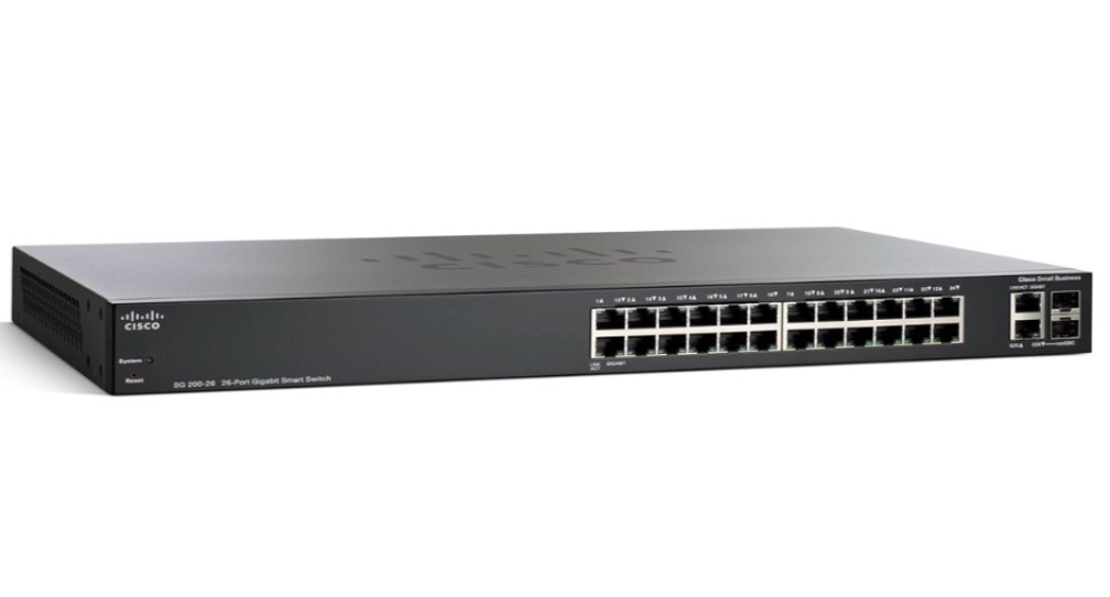 cisco designed sg200-26 gigabit ethernet smart switch with 24 10/100/1000 ports and 2 combo mini-gbic ports (slm2024t-na), one size