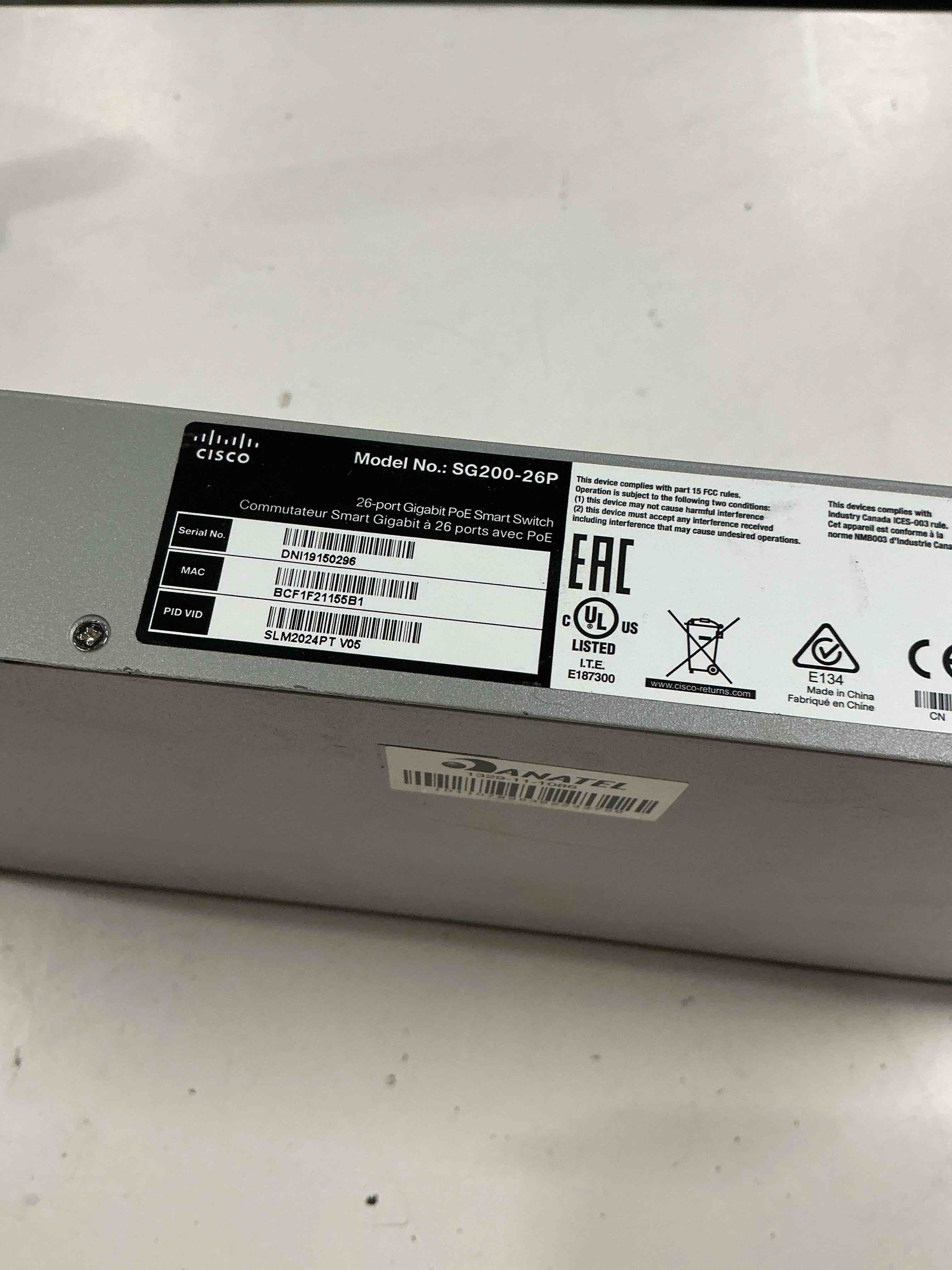 Condition photo showing As Is for cisco 26-port gigabit poe smart switch (sg200-26p)