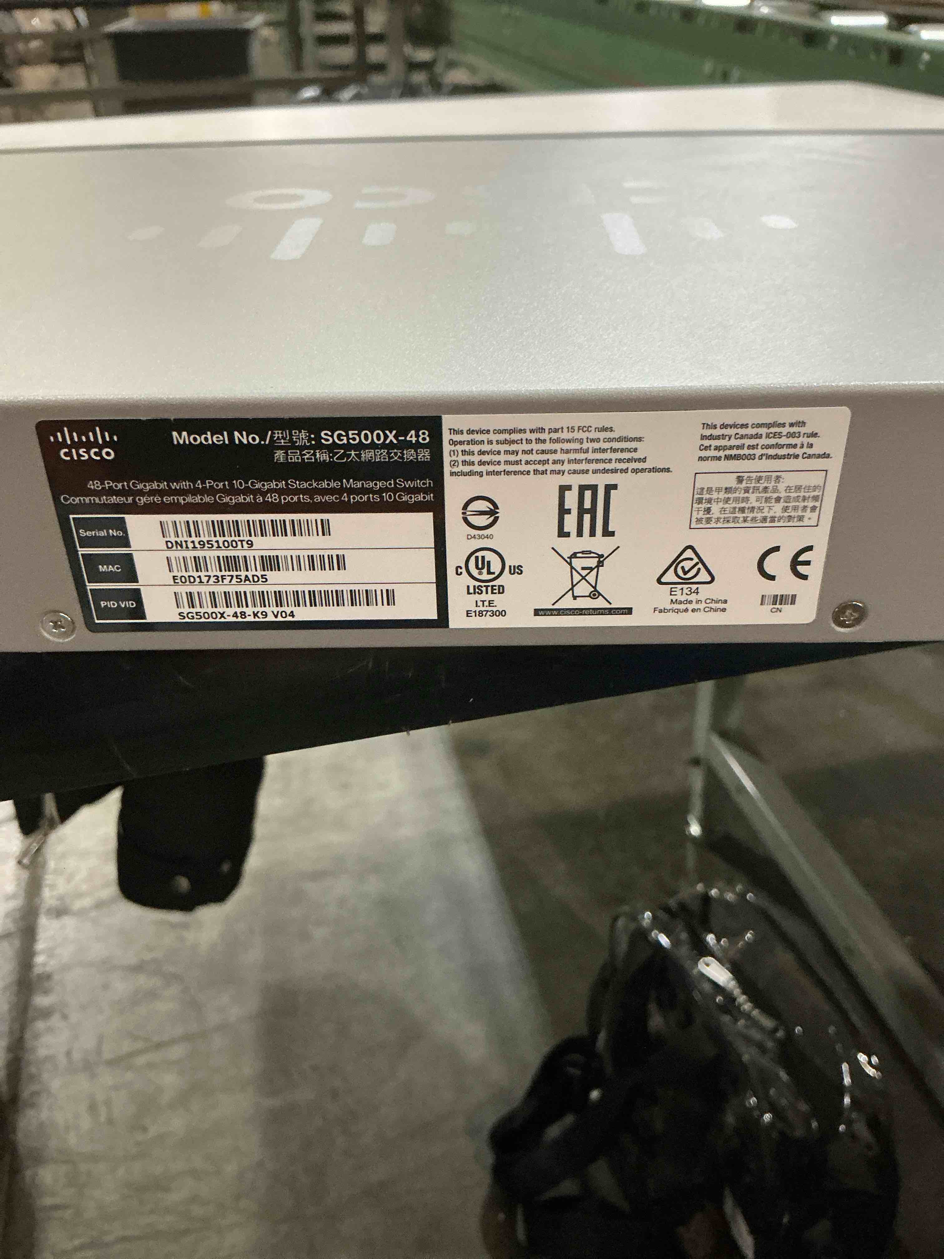 Condition photo showing As Is for cisco sg500x-48mp-k9 48-port poe gigabit ethernet stackable managed switch (740w)