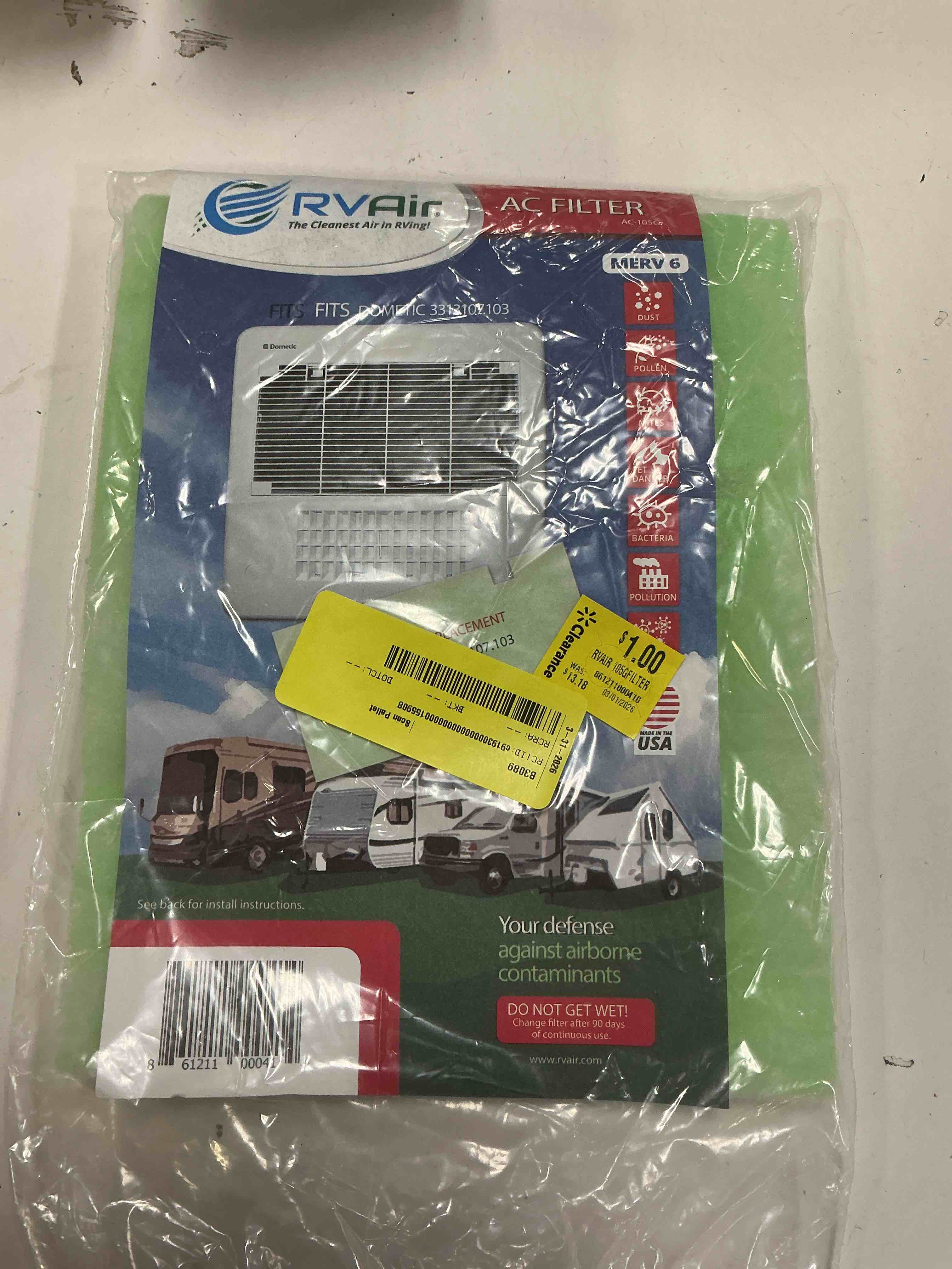 Condition photo showing Good Condition for rv air ac 105g filters - replacement ac filter compatible with dometic 3313107.103/3105012.003 (1 pack)