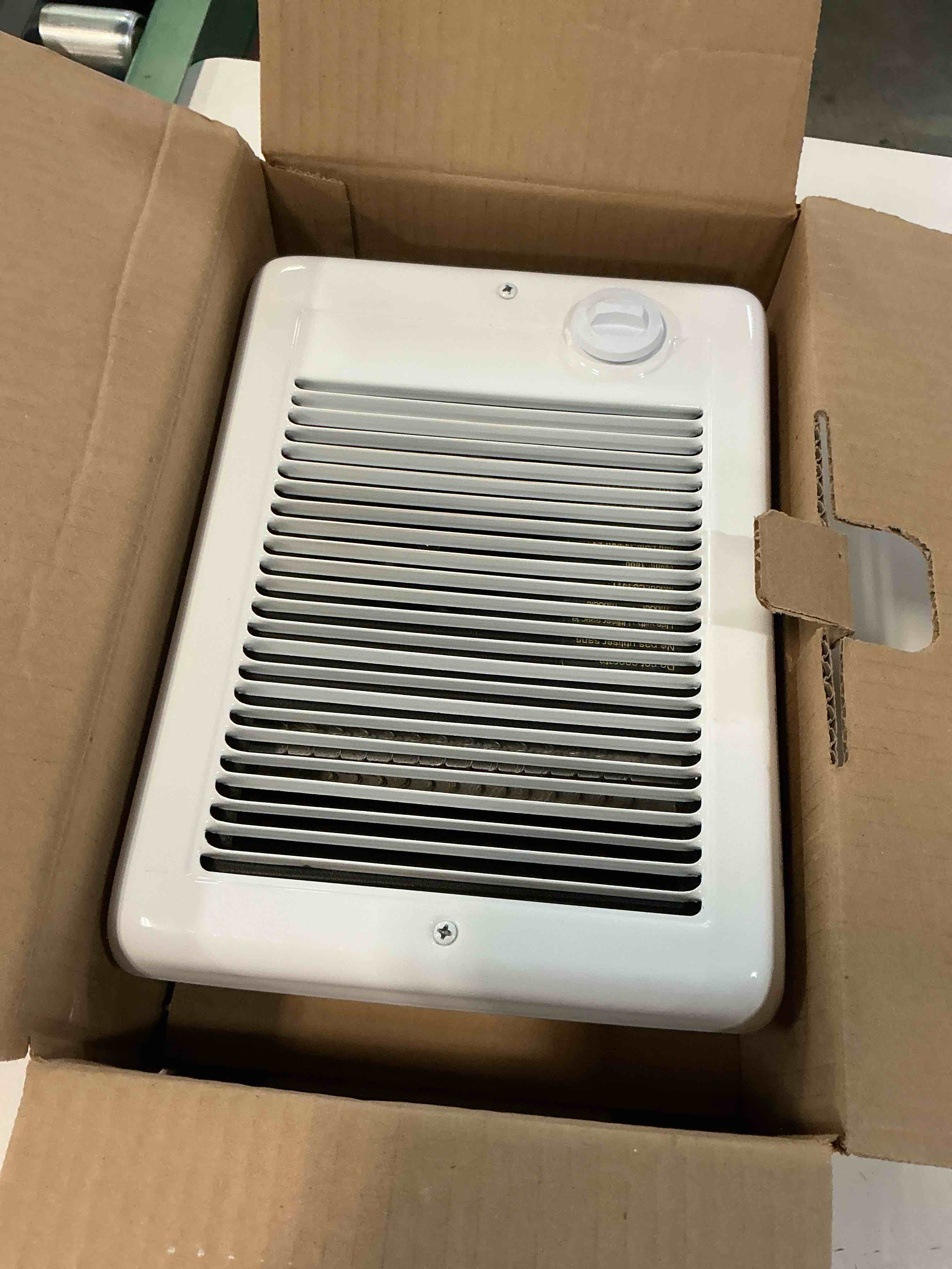 Condition photo showing As Is for Cadet Com-Pak Electric Wall Heater Complete Unit with Thermostat (Model: CSC101TW, Part: 67508), 3412 BTU, 120 Volt, 1000 Watt, White