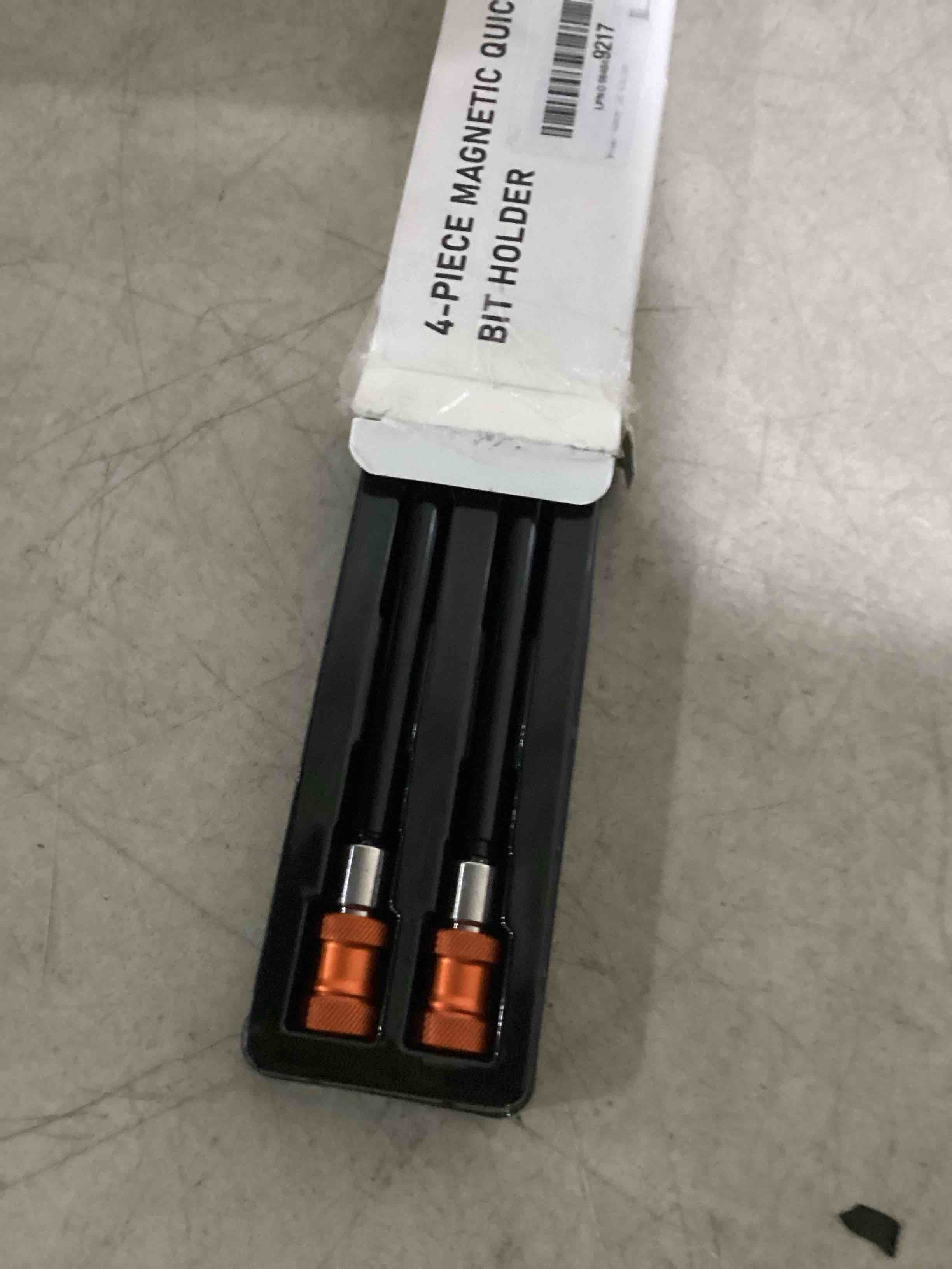 Condition photo showing Good Condition for 4pcs magnetic drill bit extension set 2-3/8", 4", 6", 12" with aluminum sleeve, 1/4 inch hex shank quick release extension adapter screwdriver locking bit holder extender (orange)