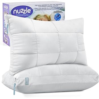 nuzzle pillows standard size set of 2 adjustable firm pillows, luxury hotel collection bed pillows – best adjust height soft cooling pillows for back, stomach and side sleepers
