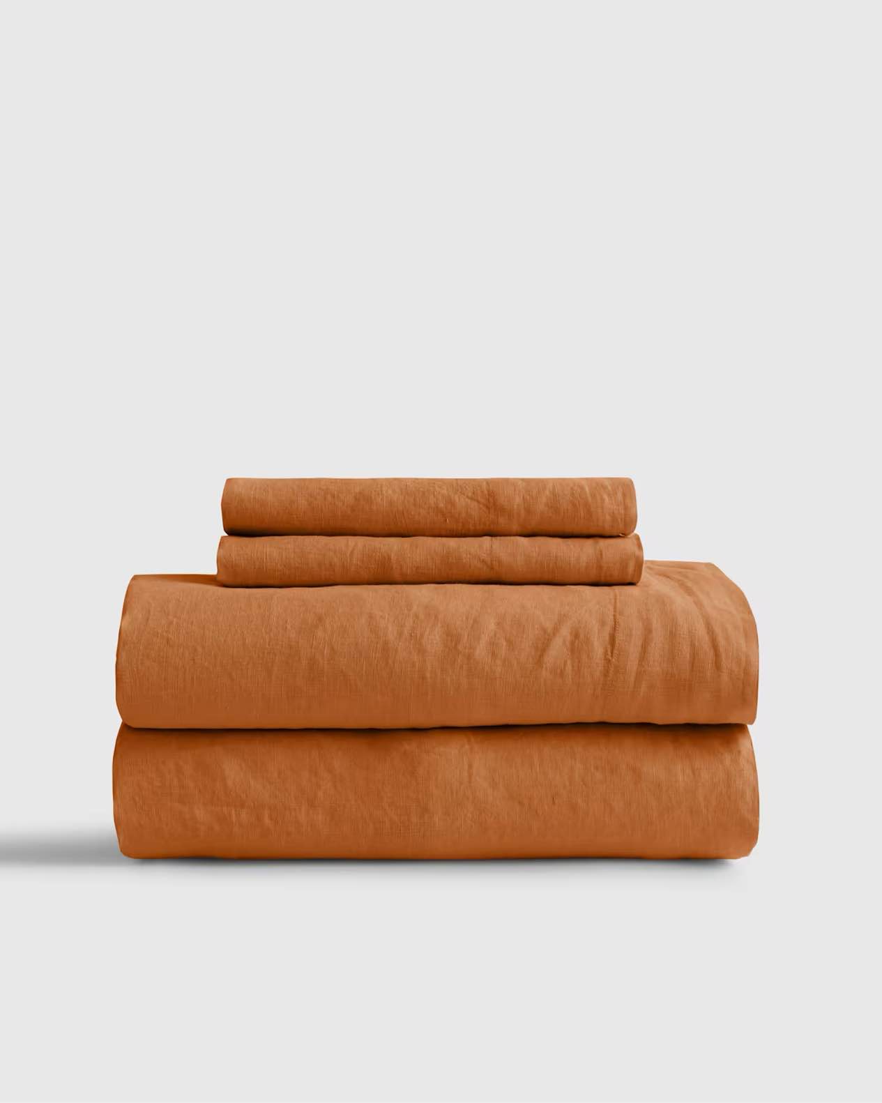 quince european linen sheet set cal/king  terracote