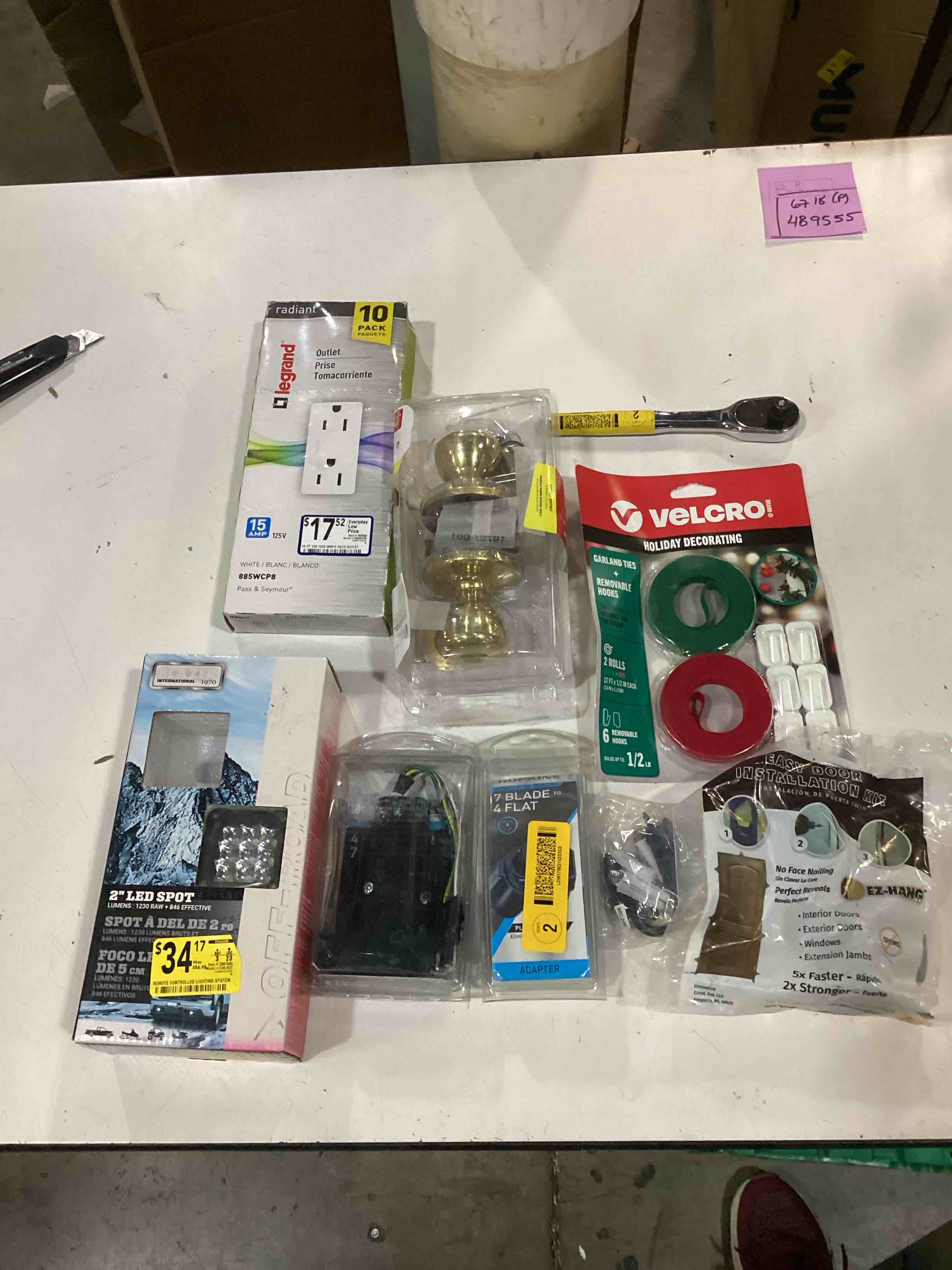 Condition photo showing As Is for assorted home improvement lot (small tools, screw, home accessories, etc.)