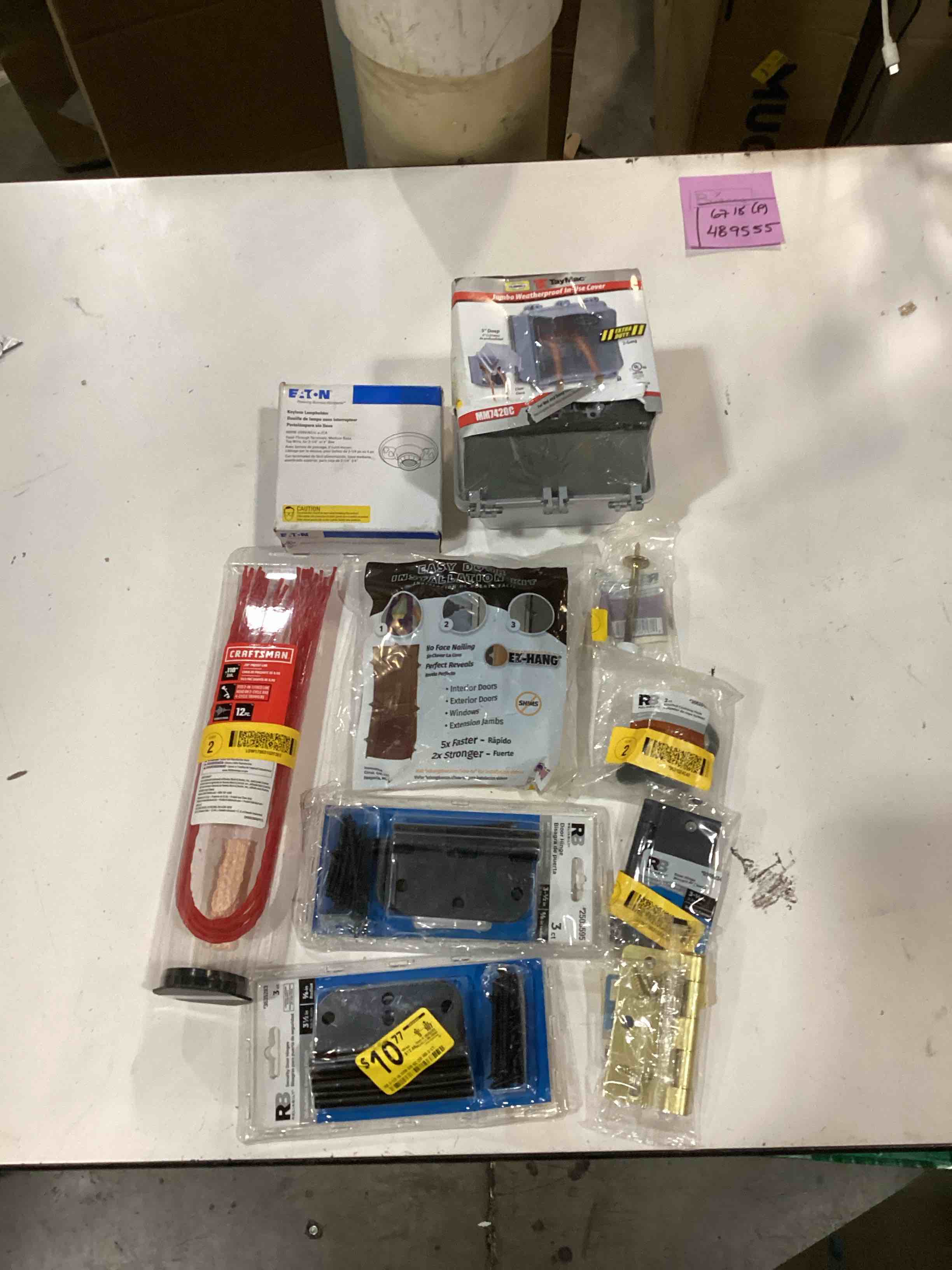 Condition photo showing As Is for assorted home improvement lot (small tools, screw, home accessories, etc.)