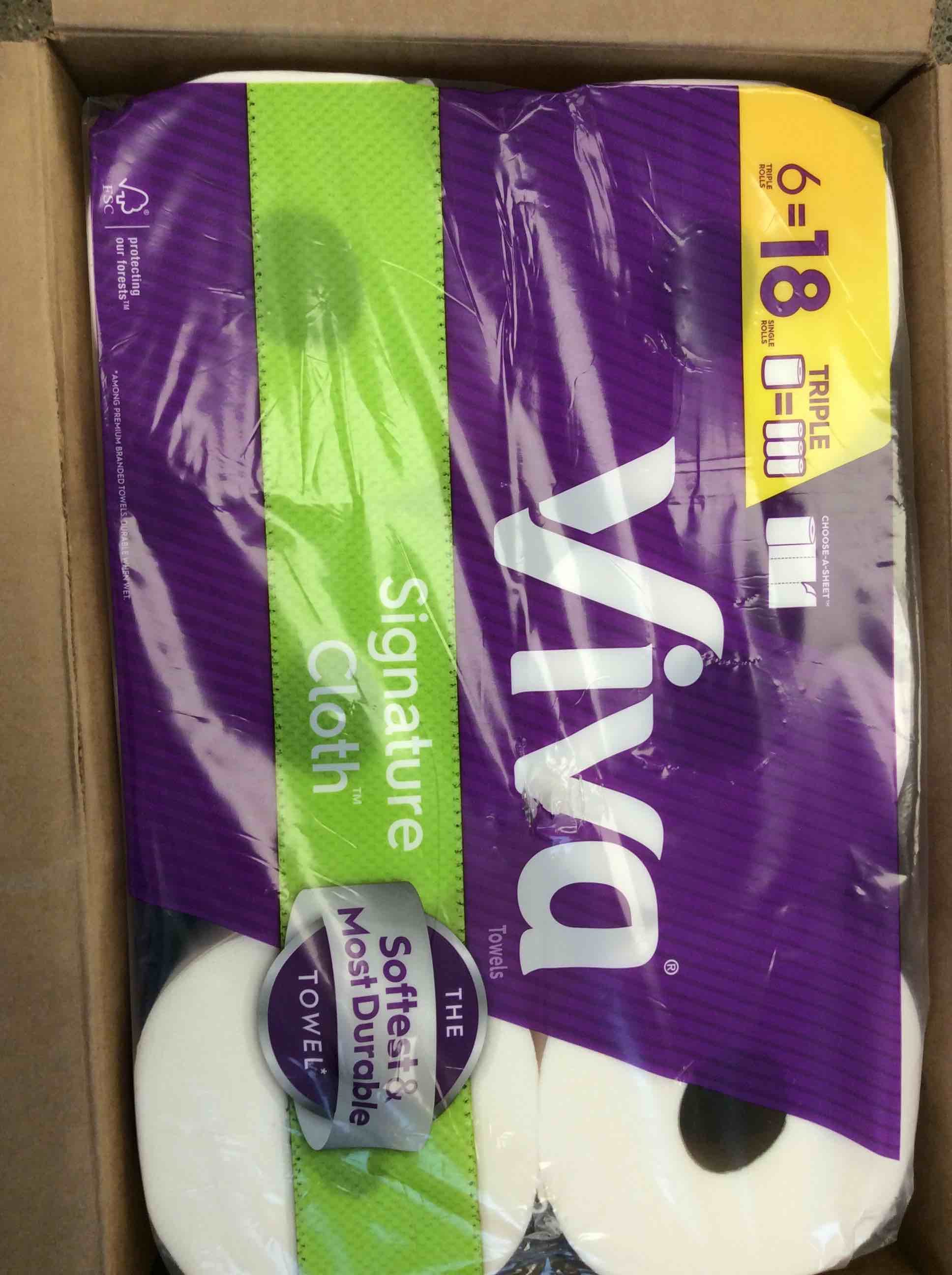 Condition photo showing Good Condition for box of 18 viva signature cloth paper towels