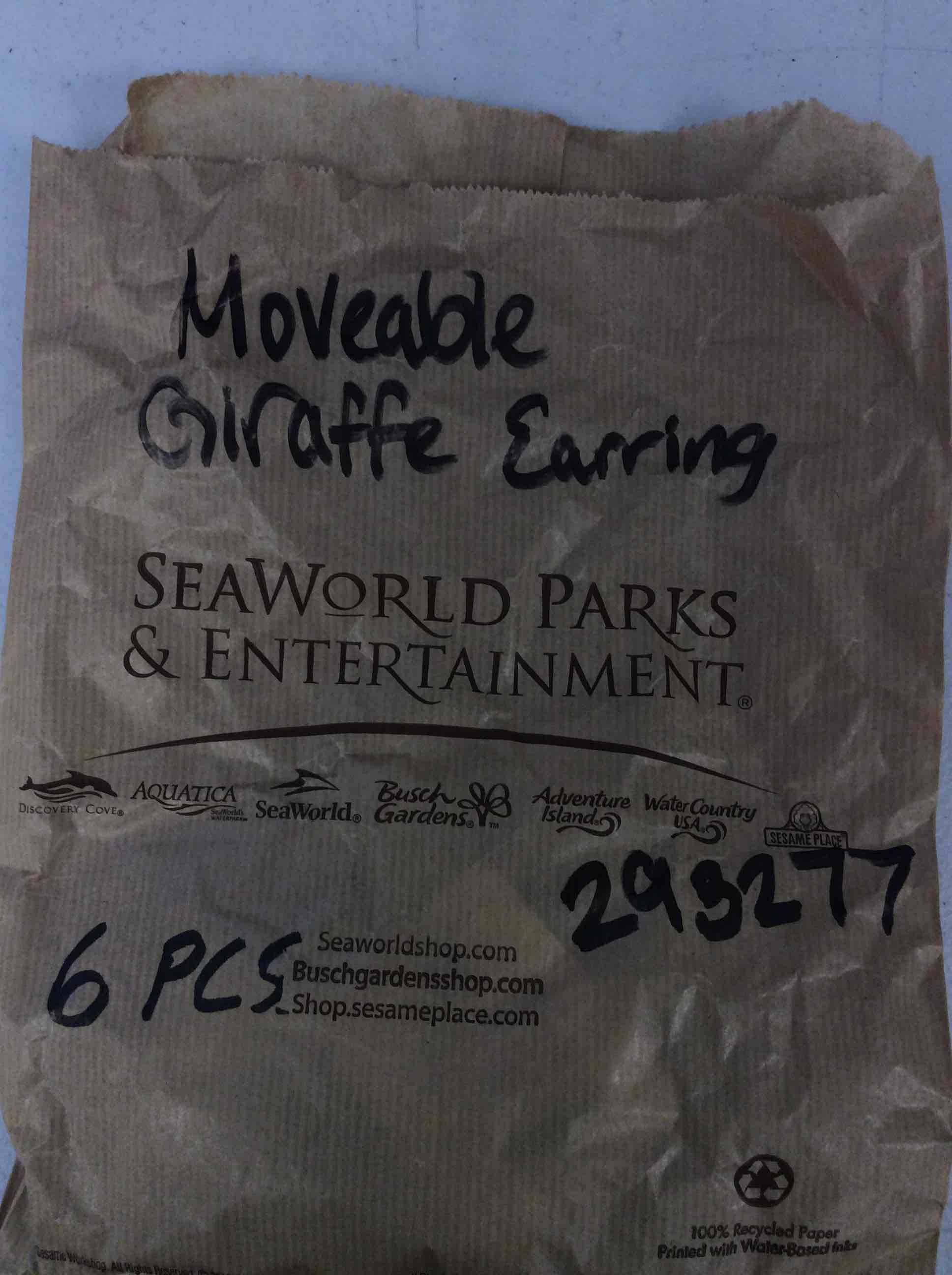 Condition photo showing New/Like New for bag of moveable giraffe earrings 6 pcs 