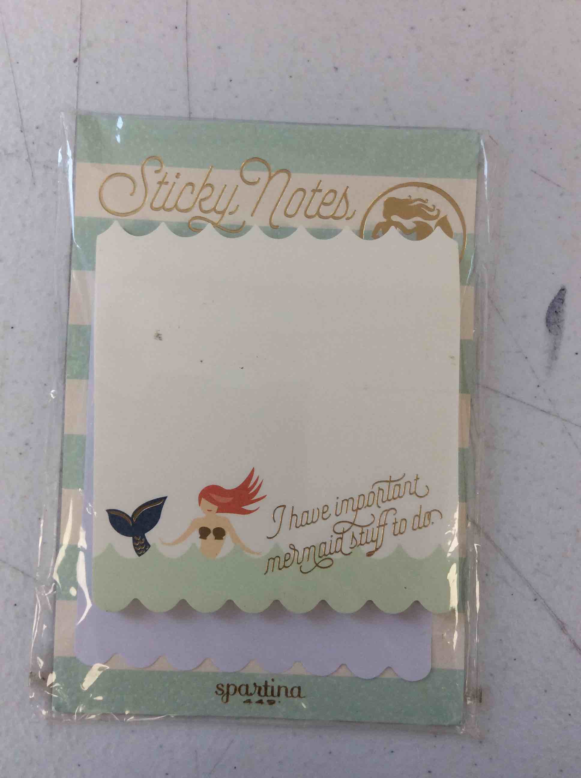 Condition photo showing New/Like New for spartina mermaid sticky notes 