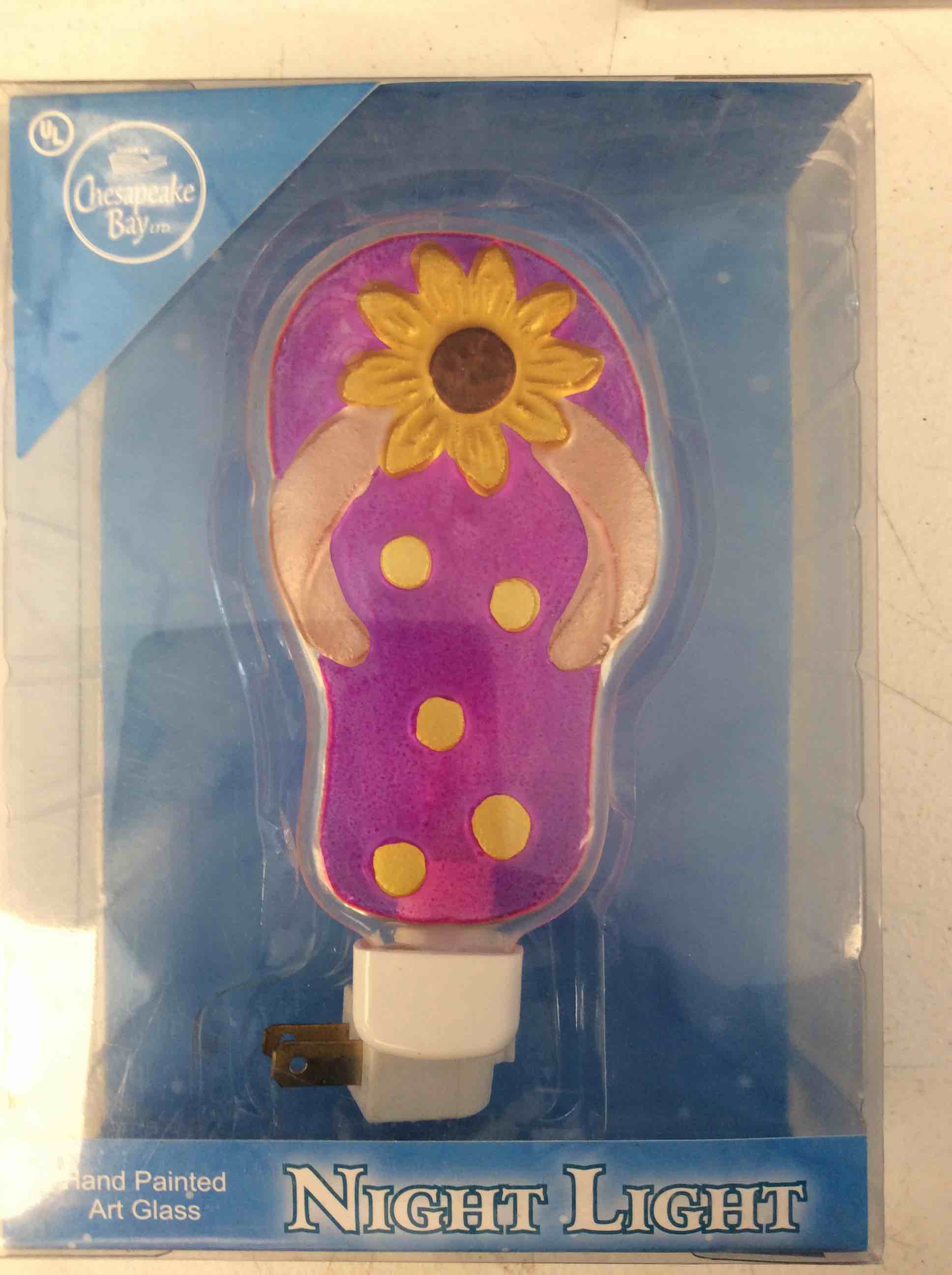chesapeake bay hand painted art glass night light sunflower sandal
