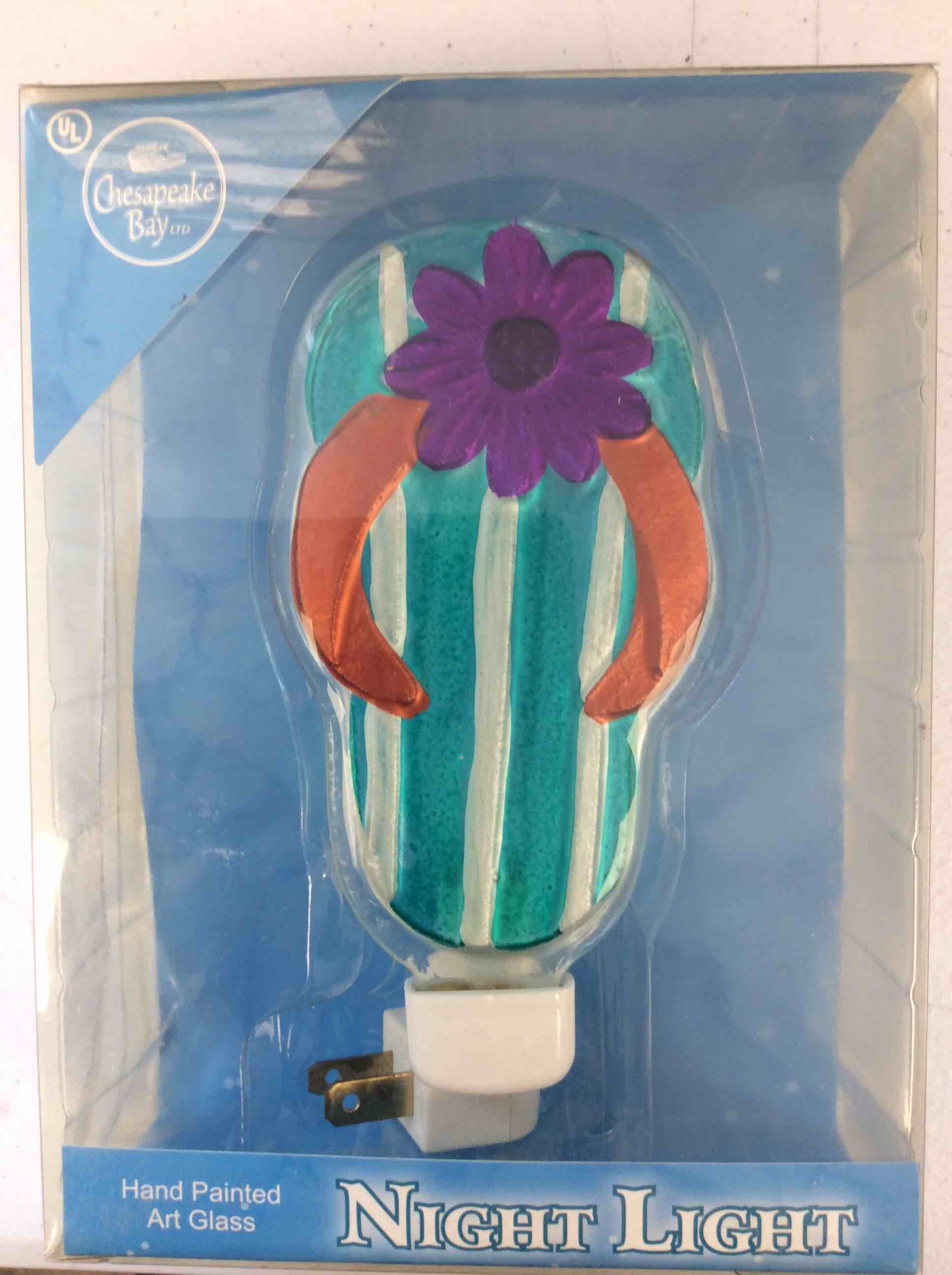chesapeake bay hand painted art glass night light sandal 
