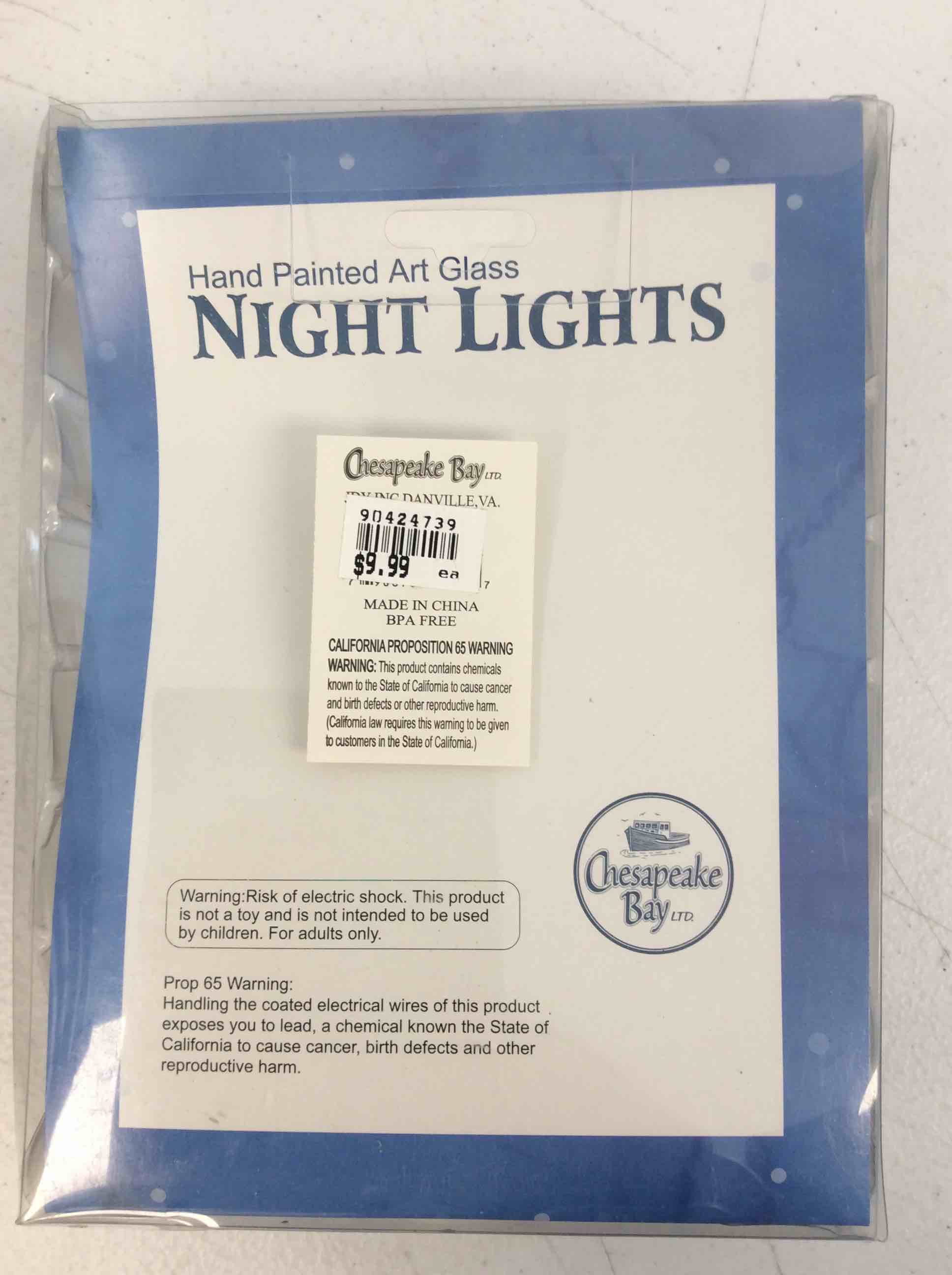 Condition photo showing New/Like New for chesapeake bay hand painted art glass night light surfboard