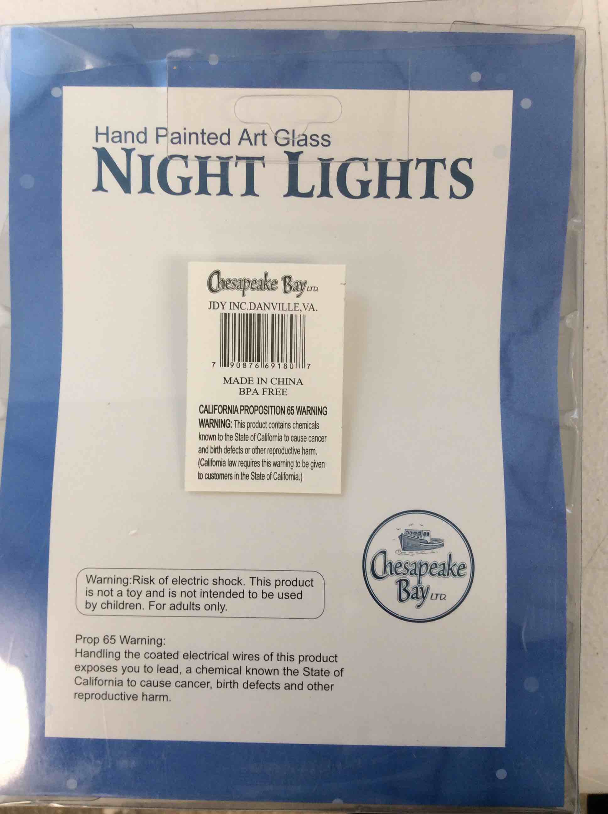 Condition photo showing New/Like New for chesapeake bay hand painted art glass night light surfboard