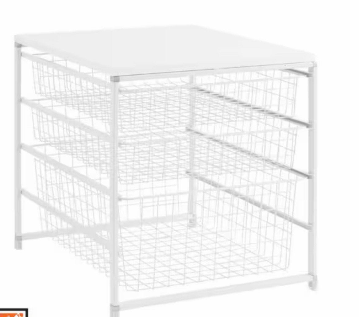Everbilt 17.69 in. H x 21.44 in. W White Steel 3-Drawer Close Mesh Wire Basket