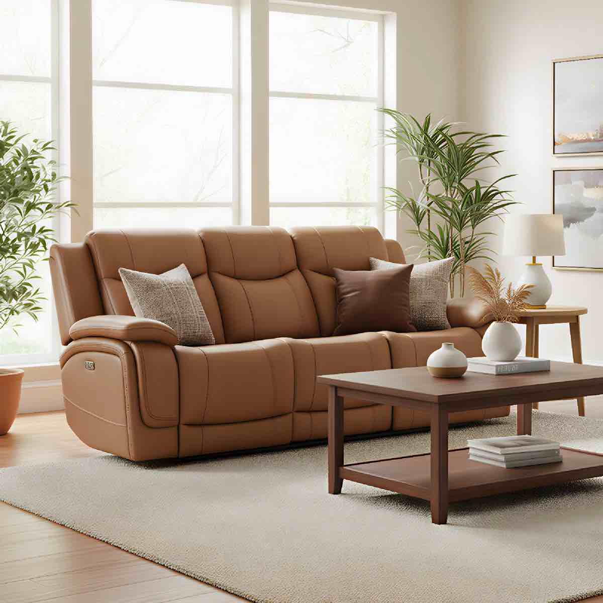 89'' Genuine Leather Zero Gravity Power Recliner Sofa with USB Ports