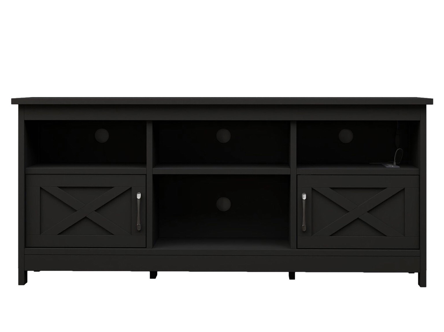 Condition photo showing Good Condition for incomplete 52” tv farmhouse stand black