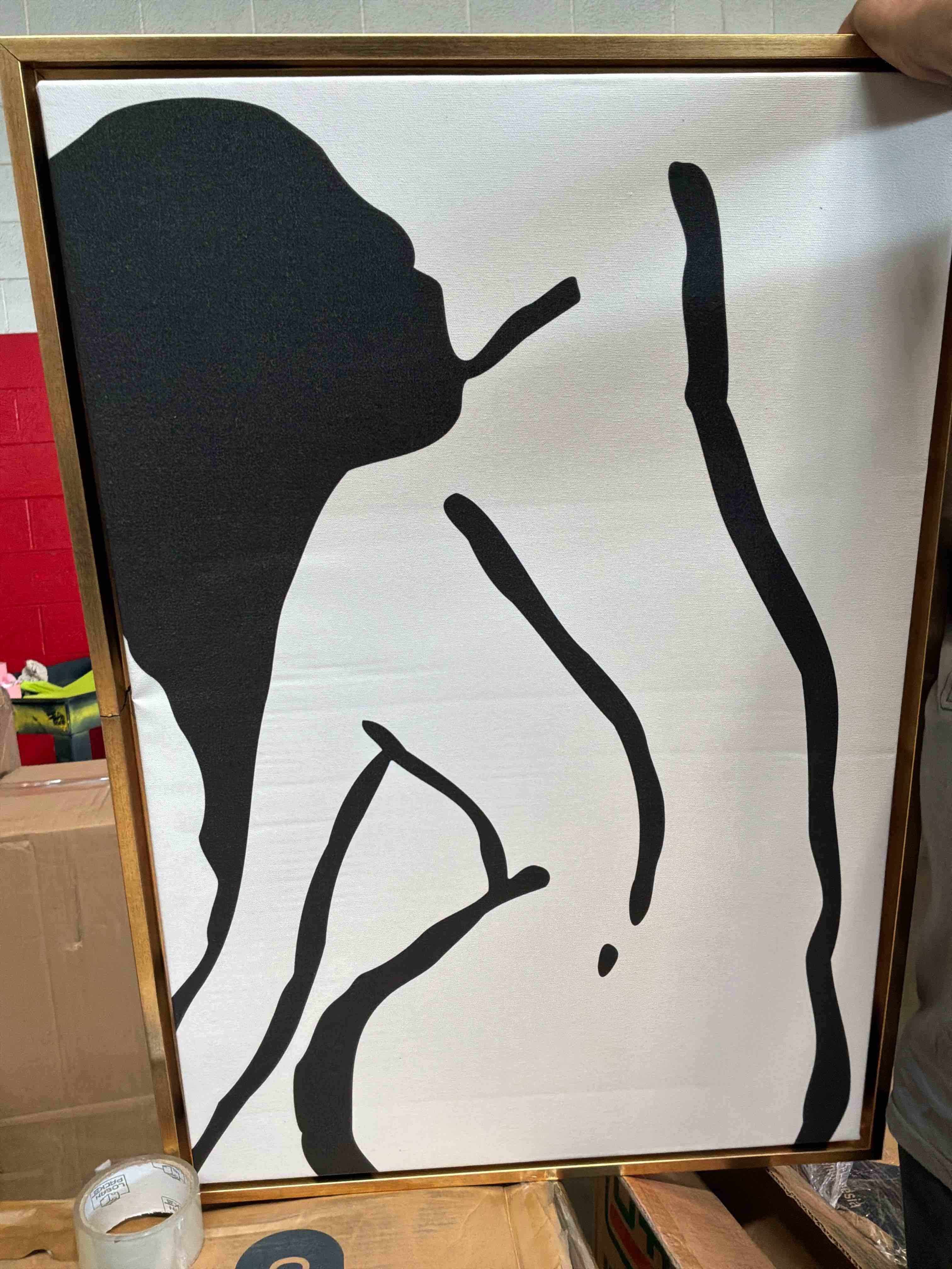 Condition photo showing As Is for kate and laurel sylvie timeless feminine figural drawing 2 black and white framed