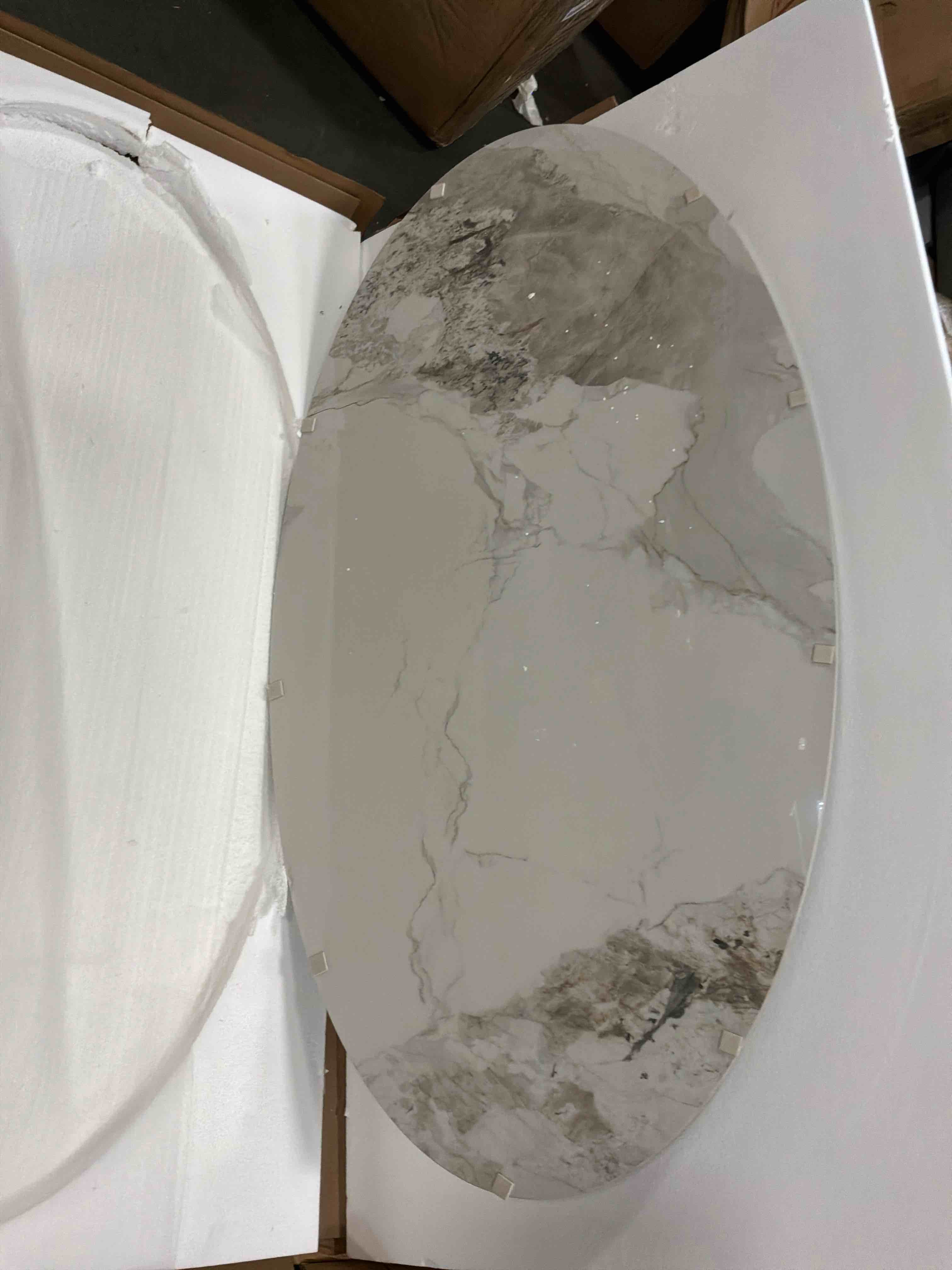 Condition photo showing New/Like New for oizaye modern oval faux marble faux marble 49.2-in w x 15.8-in h coffee table