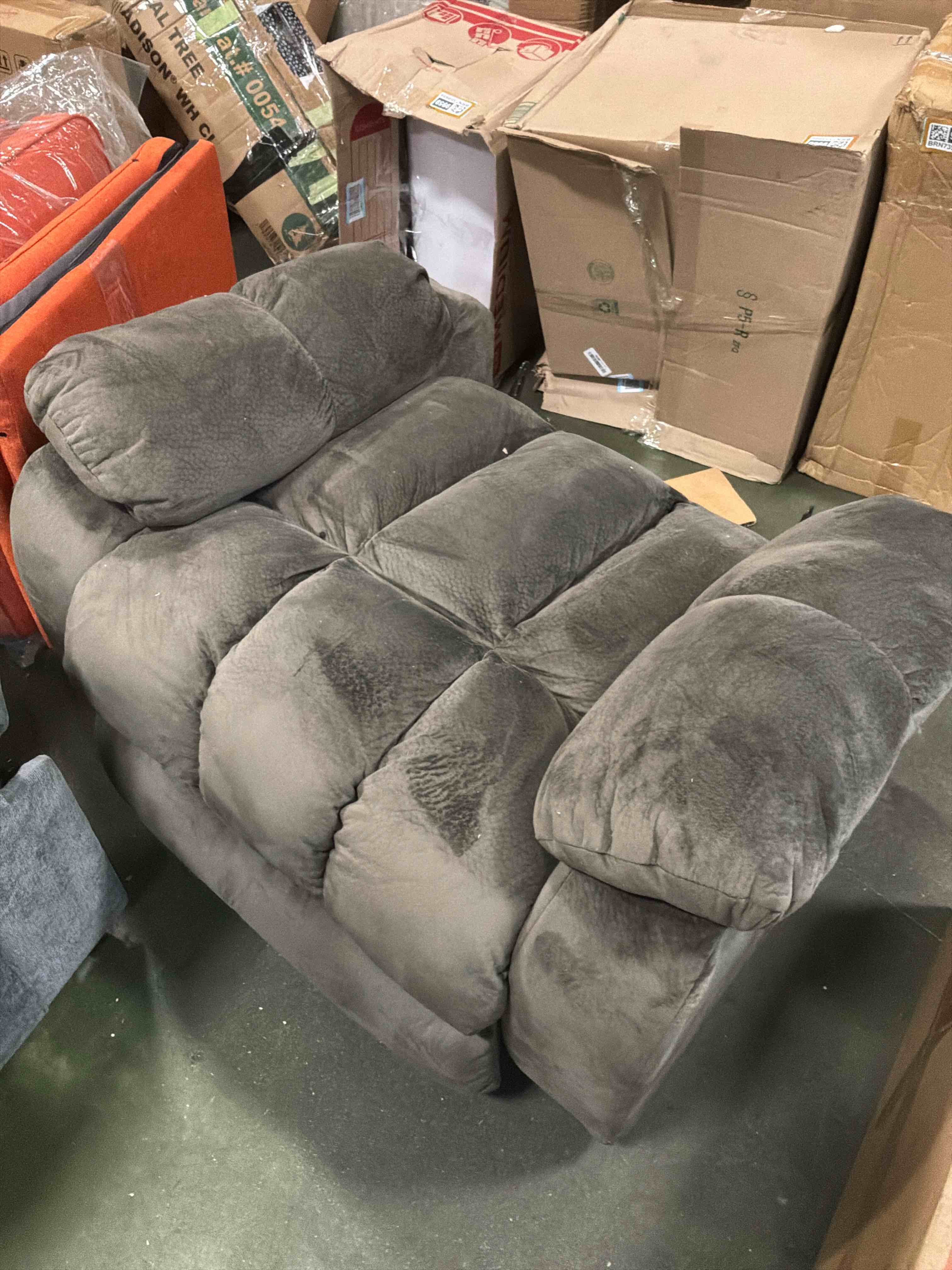 Condition photo showing As Is for chayden 40.2" wide modern skin-friendly microfiber soft heated massage power recliner chair with usb port