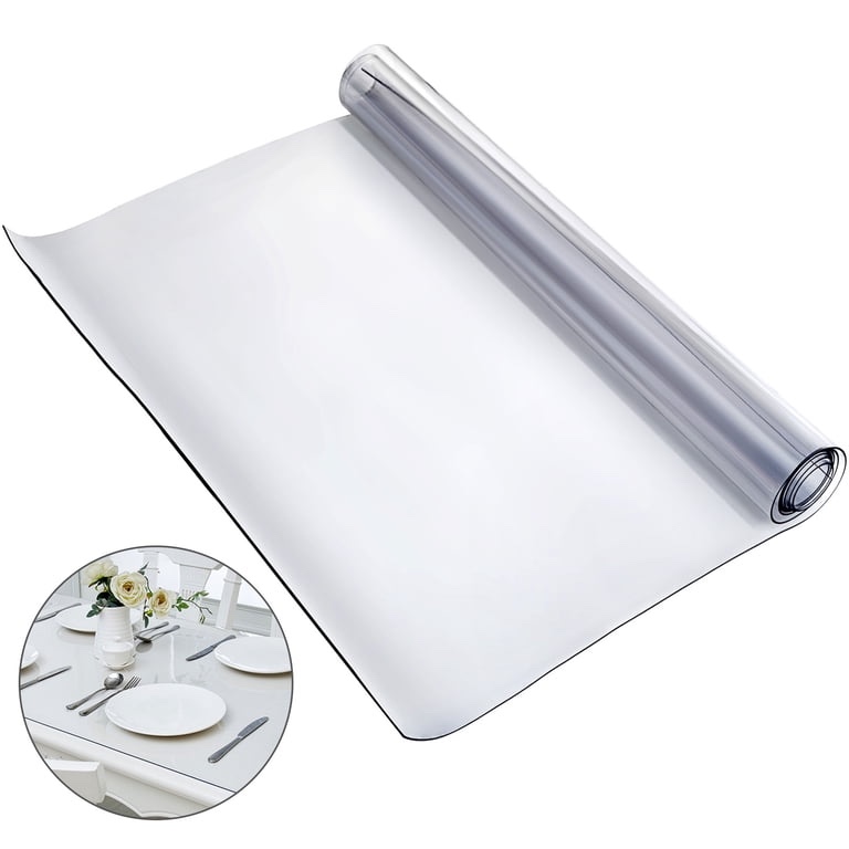 BENTISM 96" x 46" Clear Table Cover Protector, 2mm Thick Clear Desk Protector Table Pads, Plastic Tablecloth for Dining Room Table
