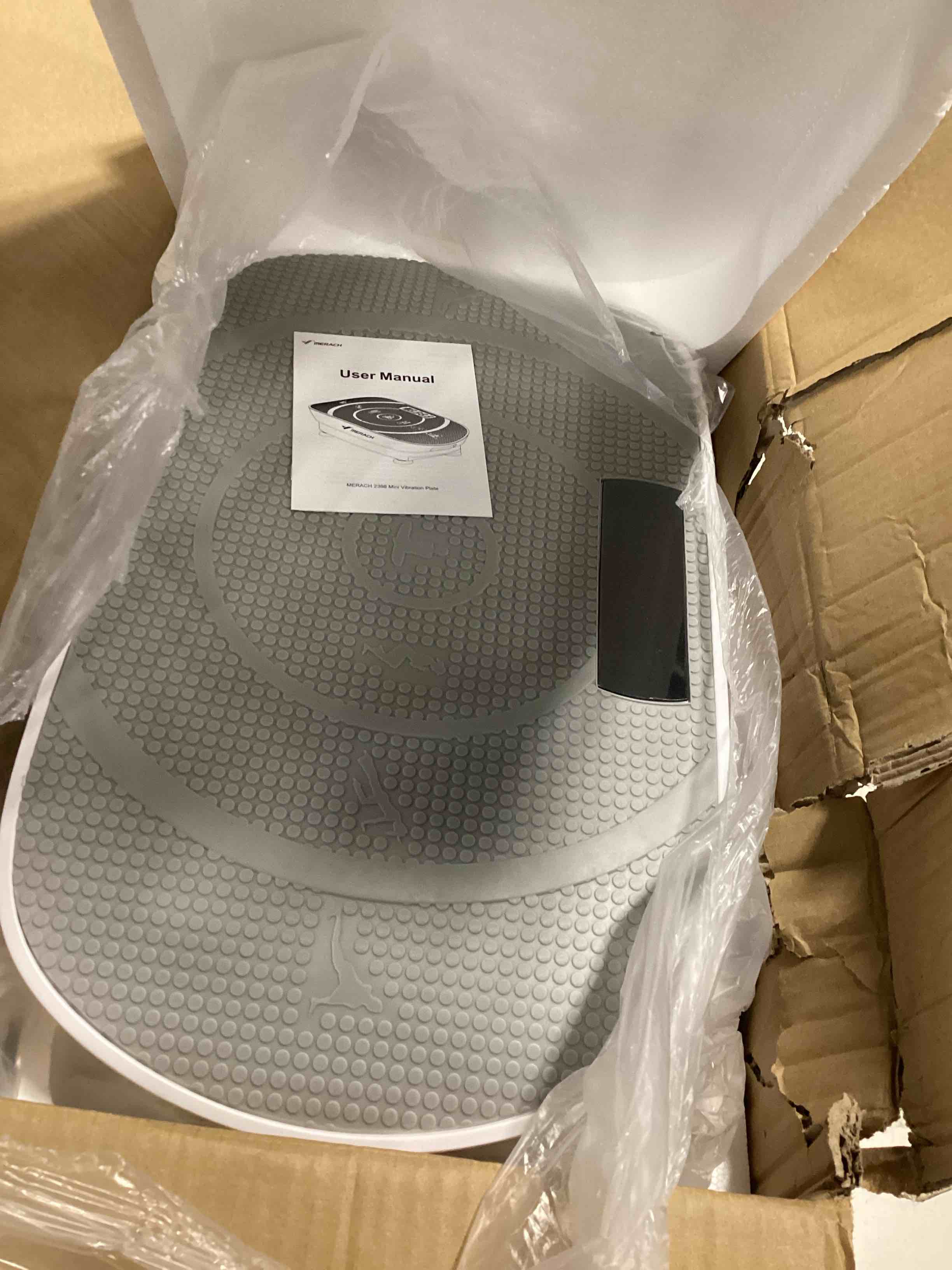 Condition photo showing Good Condition for merach vibration plate exercise machine, curved vibration plate for lymphatic drainage weight loss, vibrating plate with real-time calorie tracking on led display, workout equipment for home women men grey
